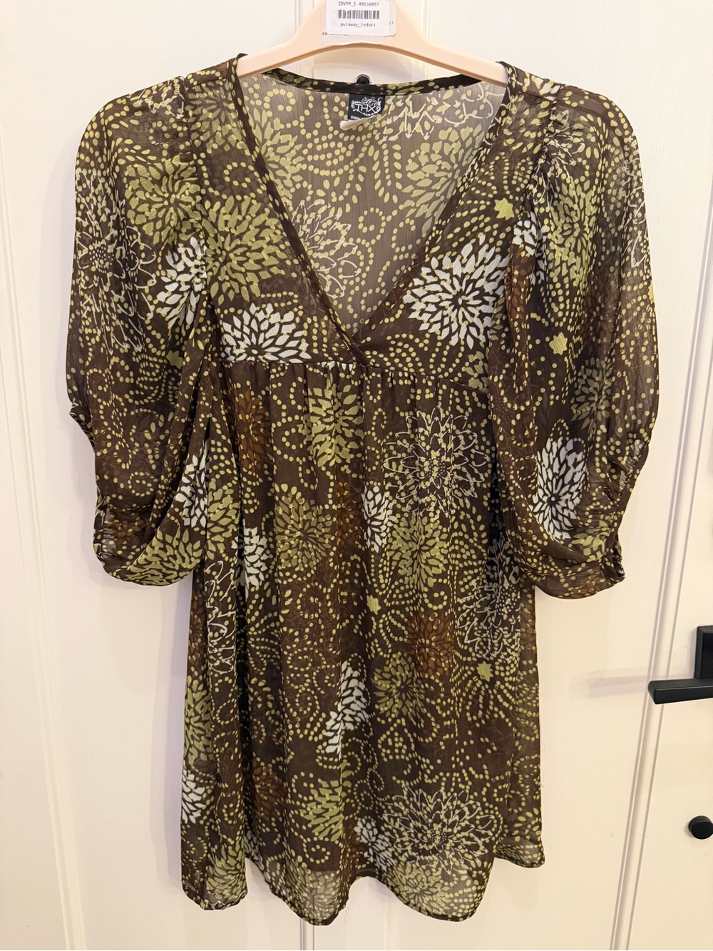 Vintage Y2K THX Thanx Collection Sheer Chiffon Floral Babydoll Mini Dress